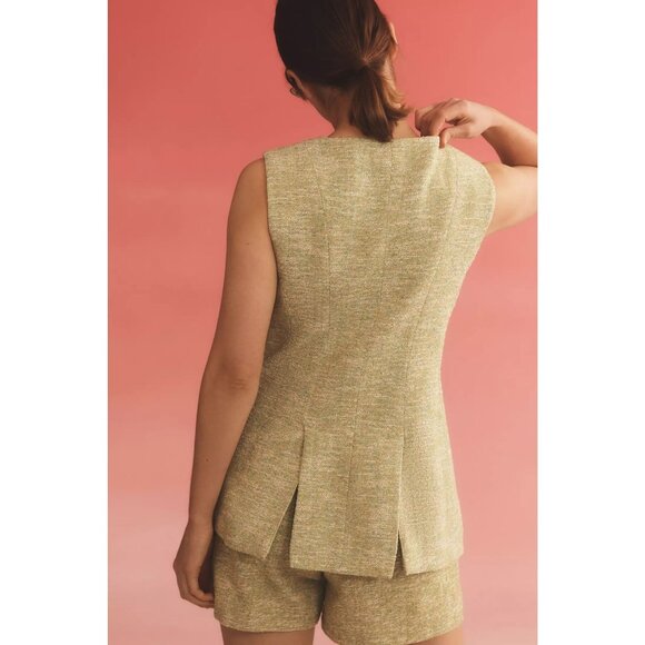Anthropologie Green Tweed Vest Jacket - Picture 2 of 6